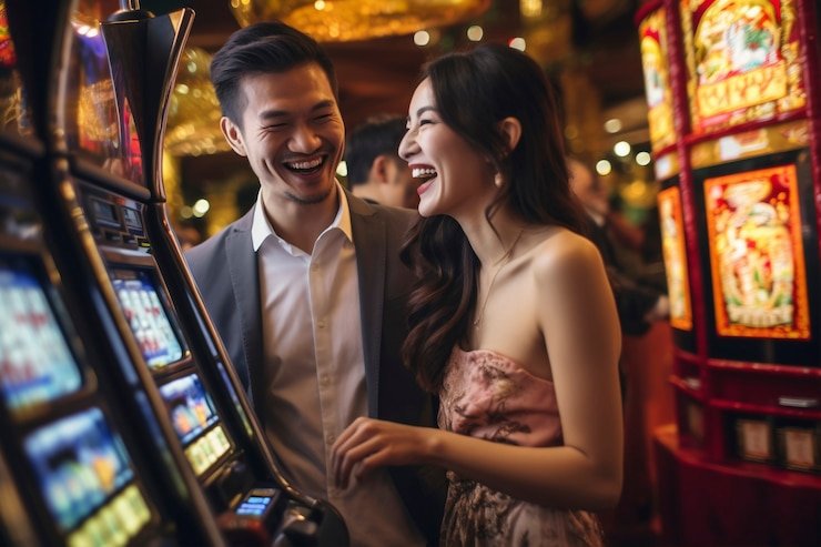 Pengguna menikmati hiburan sepak bola dan kasino digital di perangkat mobile